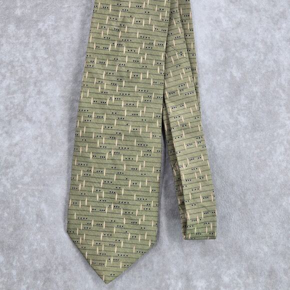 Joseph Abboud Green Geometric Stripe Executive Corporate Dot Men's Neck Tie - Picture 2 of 6